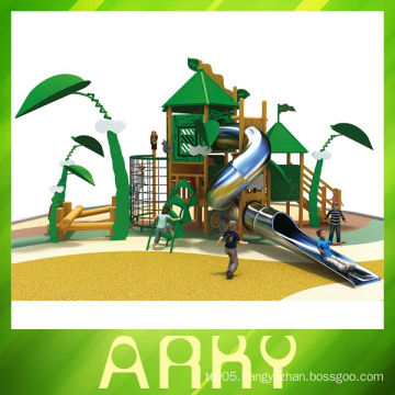 best quality green wooden outdoor playgrounds for children slide